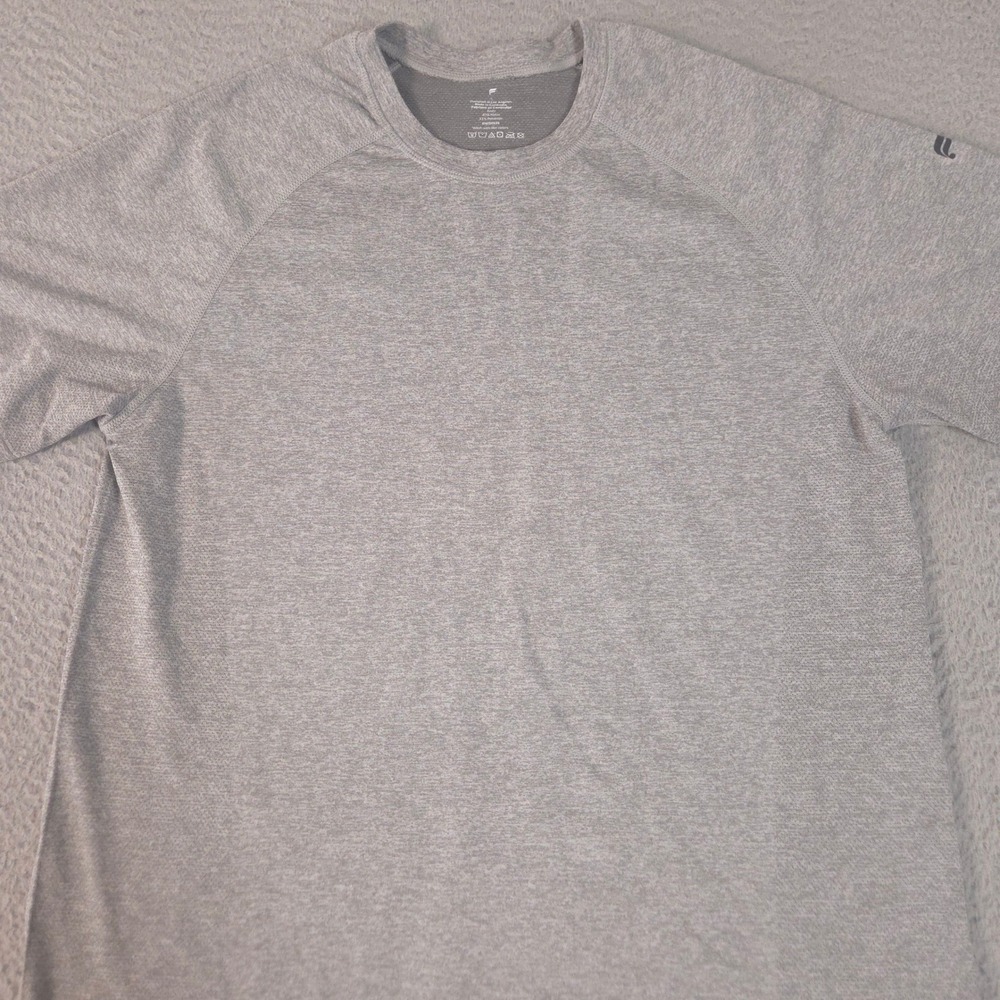 Fabletics Shirt Mens Large Grey Training Day Tee‎ Nylon Blend Raglan Performance